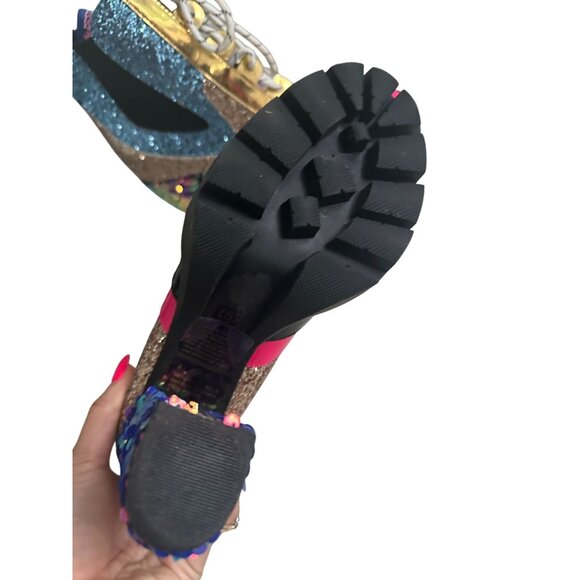 CAPE ROBBIN Multicolor Glitter Sequined Heel Boots Size 8 - Picture 6 of 6